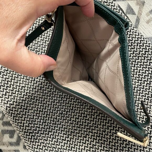 Michael Kors Double Zip Wallet/Phone Case Wristlet Green Leather - Picture 5 of 14